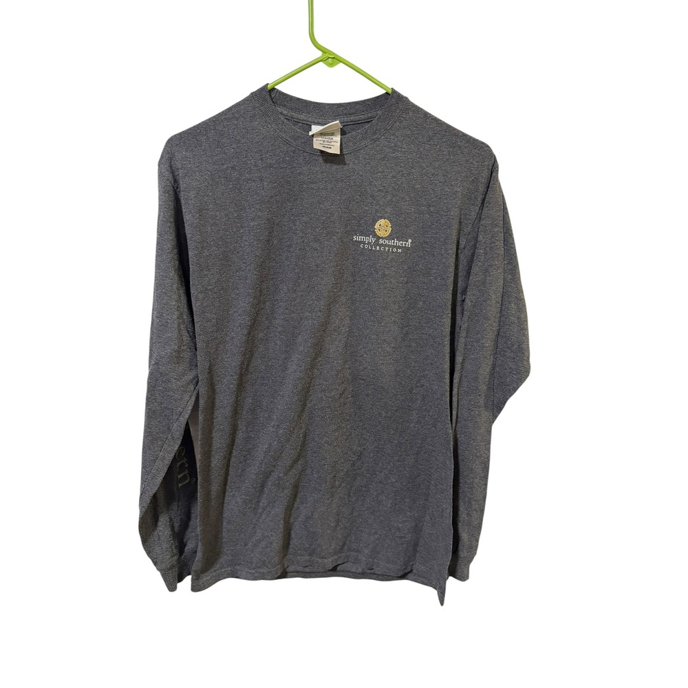 Simply Southern Size Medium Old Town Road Horse Graphic Long Sleeve Tee Gray